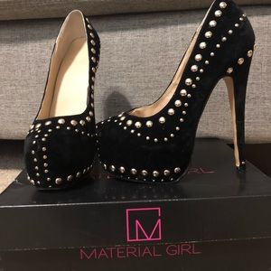 Velvet gold studded super high heels.